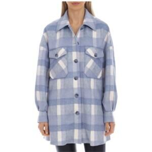 EUC Bagatelle Plaid Shacket XS Blue White Shirt Jacket Button Front